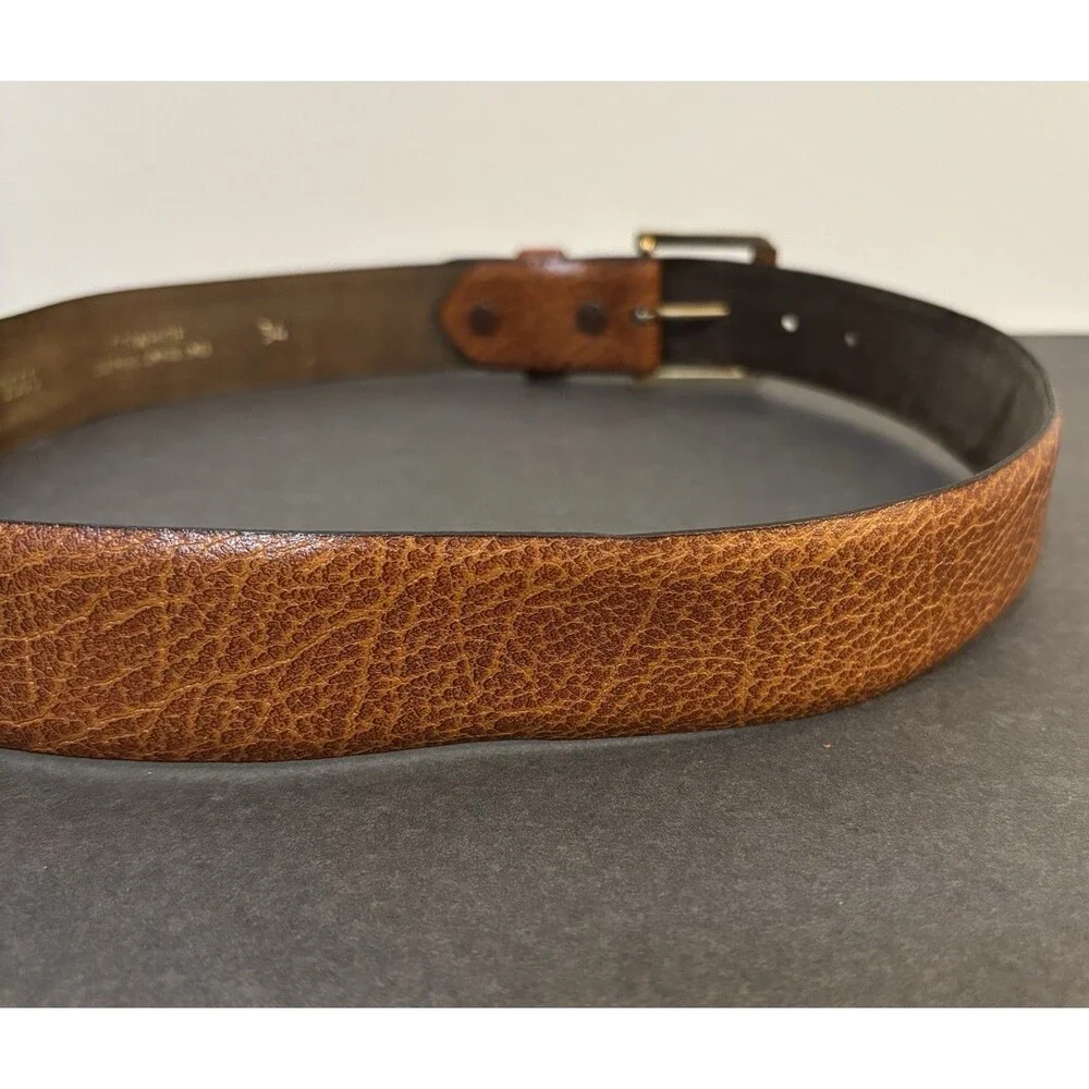 Men's Hickok Belt Makers Brown Leather Made On Cowhide Cashmere Suede Size 34